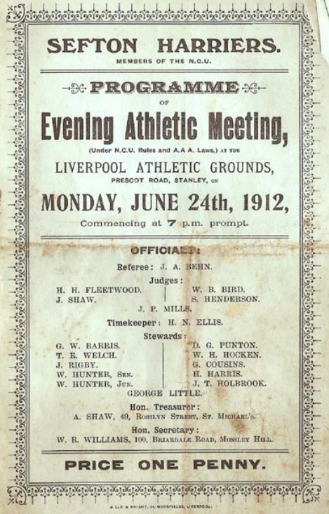 Liverpool - Liverpool Athletic Grounds : Image credit Liverpool Pembroke and Sefton Harriers